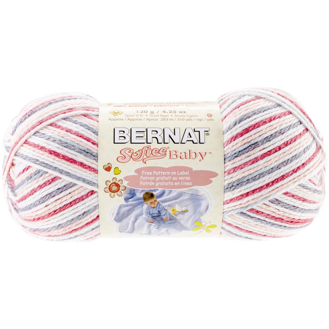 Bernat Softee Baby Princess Pebbles Yarn - 3 Pack of 120g/4.25oz - Acrylic  - 3 DK (Light) - 310 Yards - Knitting/Crochet